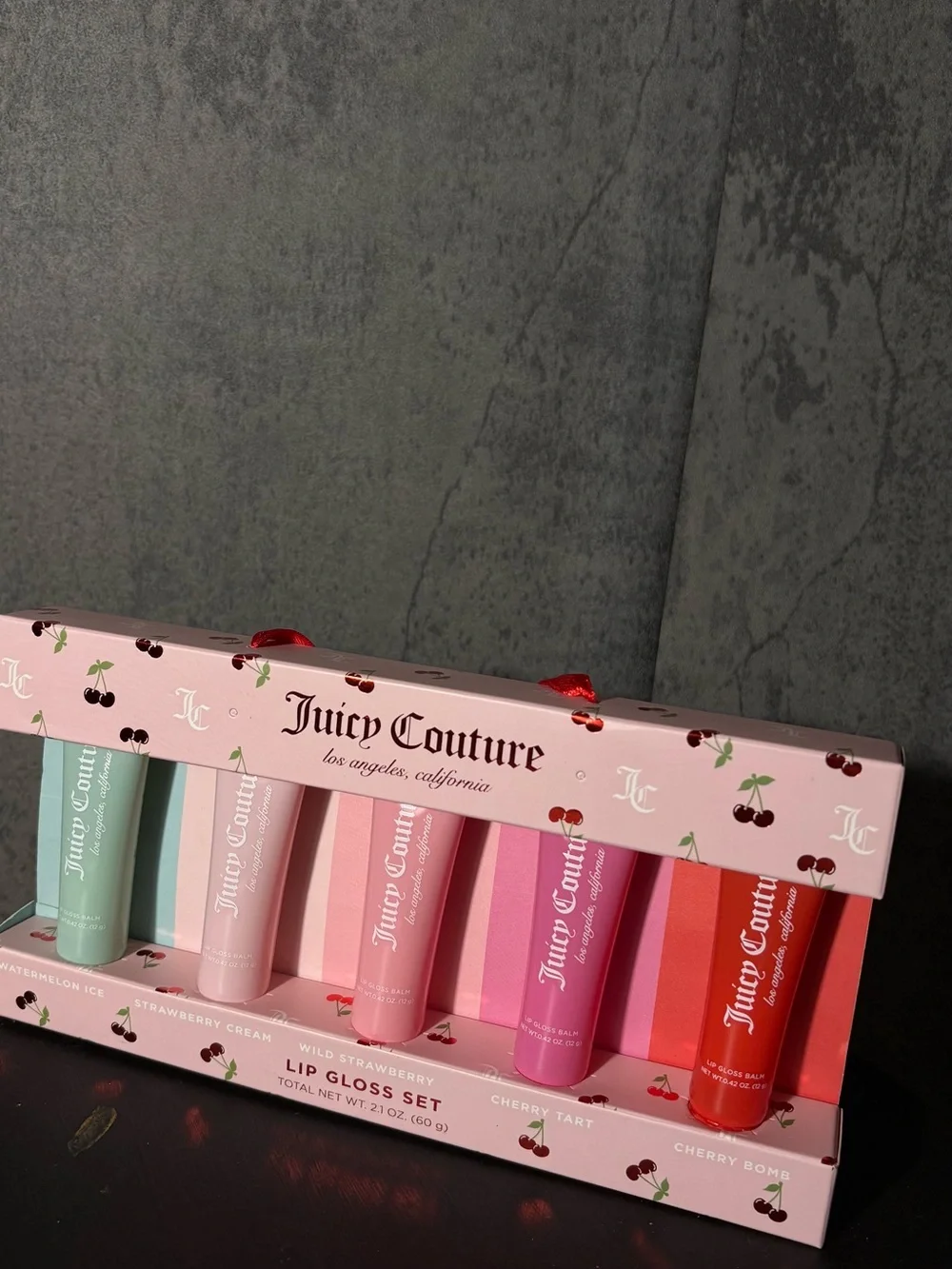 Juicy Couture Lip Gloss Set in Mint, Pink, Berry & Red Shades